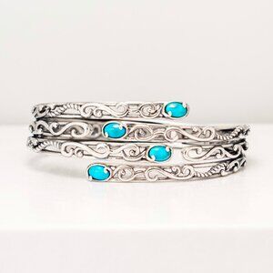 Relios by Carolyn Pollack Sterling Silver with Turquoise Bangle Bracelet  - CP32